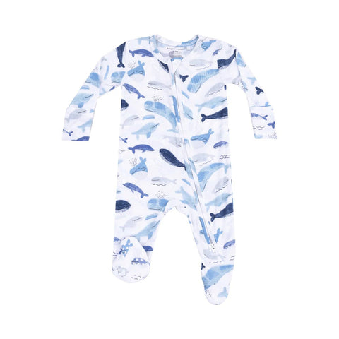 Angel Dear 2W Zipper Footie - Blue Whales-Pumpkin Pie Kids Canada