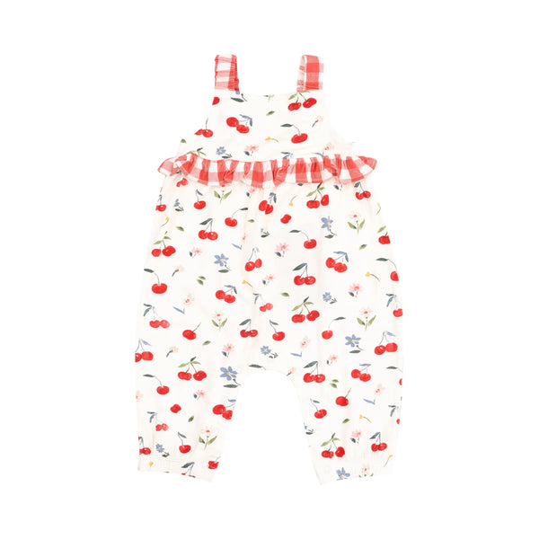 Angel Dear Ruffle Waist Romper - Watercolor Cherries-Pumpkin Pie Kids Canada