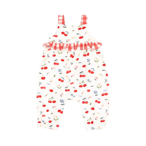 Angel Dear Ruffle Waist Romper - Watercolor Cherries-Pumpkin Pie Kids Canada