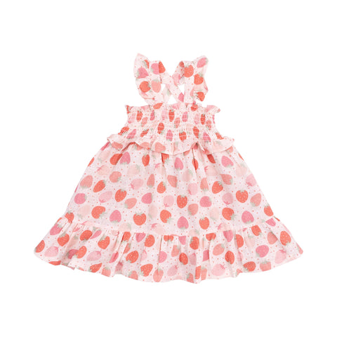 Angel Dear Smocked Ruffle Sundress - Strawberry Bliss-Pumpkin Pie Kids Canada