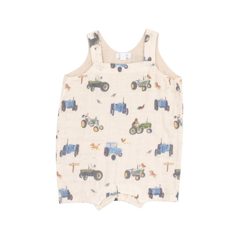 Angel Dear Uni Overall Shortie - Tractors & Friends-Pumpkin Pie Kids Canada