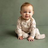 Coccoli Cotton-Modal Footie - Bikes on Oat Milk-Pumpkin Pie Kids Canada
