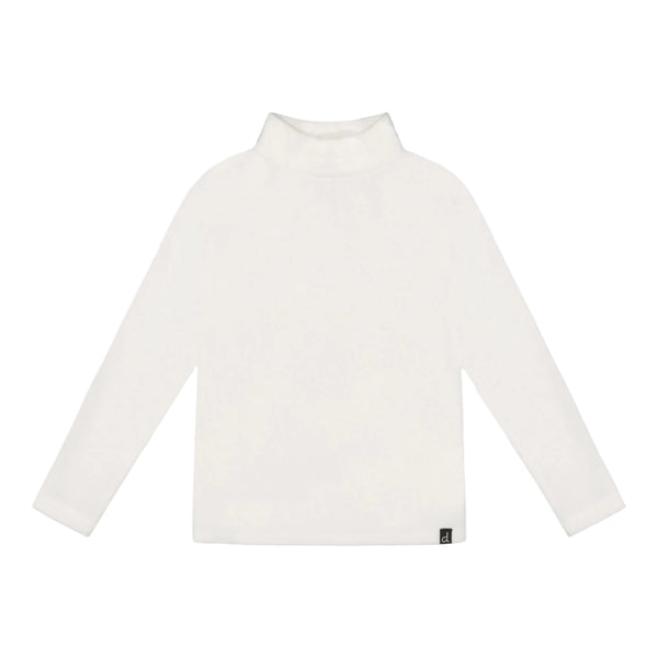Deux Par Deux Brushed Rib Mock Neck Top - White-Pumpkin Pie Kids Canada