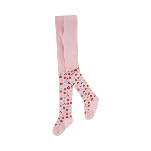 Deux Par Deux Knit Tights - Lotus Flowers-Pumpkin Pie Kids Canada