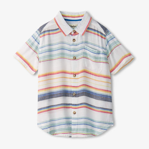 Hatley Button Down Shirt - Summer Stripe-Pumpkin Pie Kids Canada