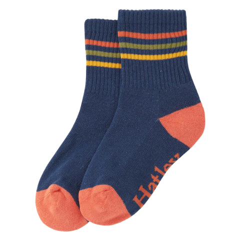 Hatley Crew Socks - Ensign Blue-Pumpkin Pie Kids Canada