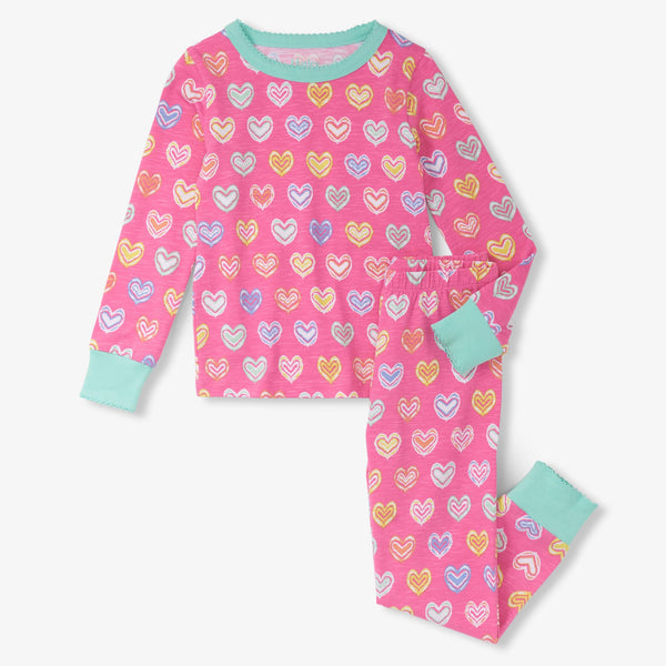 Hatley Pajama Set - Shibori Hearts-Pumpkin Pie Kids Canada