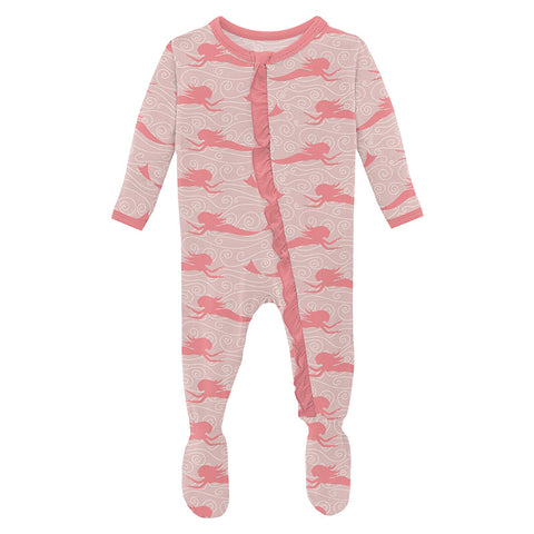 KicKee Pants Classic Ruffle Footie with 2W Zipper - Baby Rose Mermaid-Pumpkin Pie Kids Canada