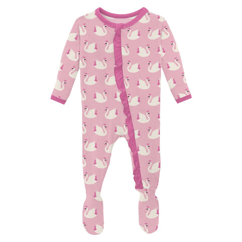 KicKee Pants Classic Ruffle Footie with 2W Zipper - Cake Pop Swan Princess-Pumpkin Pie Kids Canada