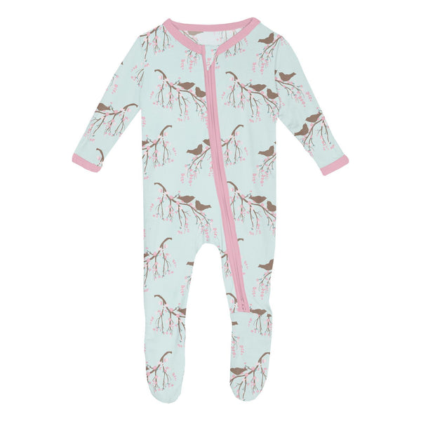 KicKee Pants Footie w/2W Zipper - Fresh Air Bird Branch-Pumpkin Pie Kids Canada