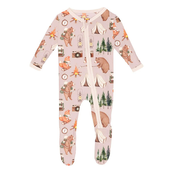 KicKee Pants Footie w/2W Zipper - Latte Camping Animals-Pumpkin Pie Kids Canada