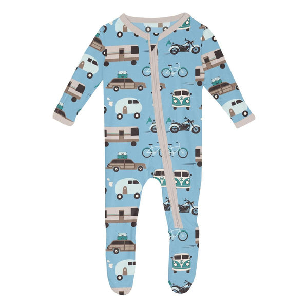 KicKee Pants Footie w/2W Zipper - Seaside Blue On the Way-Pumpkin Pie Kids Canada