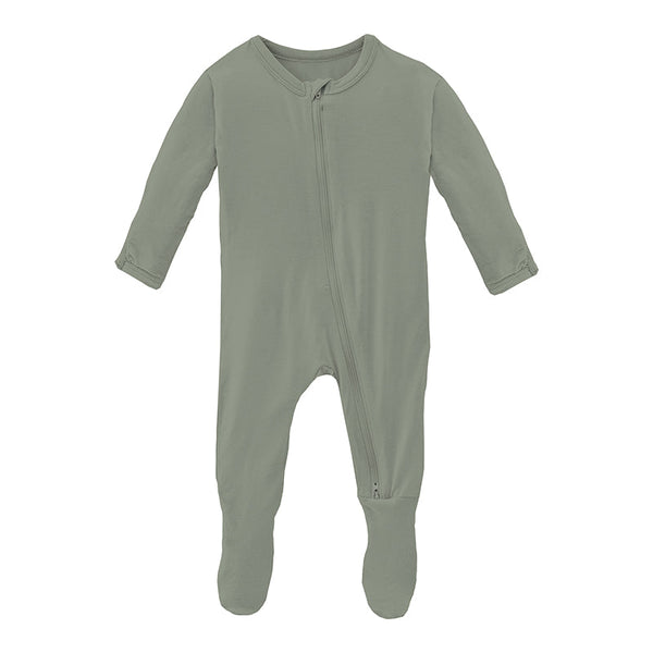 KicKee Pants Footie w/2W Zipper - Silver Sage-Pumpkin Pie Kids Canada