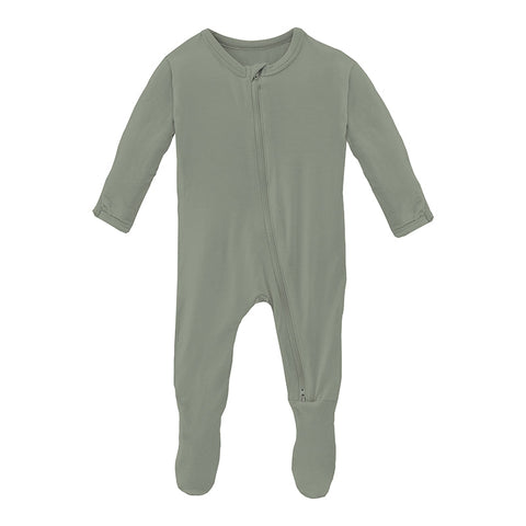 KicKee Pants Footie w/2W Zipper - Silver Sage-Pumpkin Pie Kids Canada