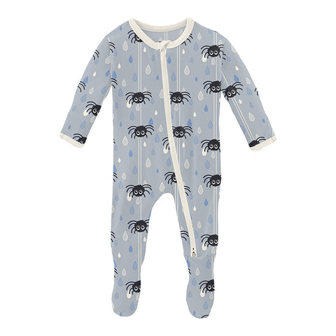 KicKee Pants Footie w/Zipper - Pearl Blue Itsy Bitsy Spider-Pumpkin Pie Kids Canada
