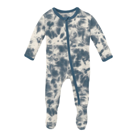 KicKee Pants Footie with Zipper - Deep Sea Tie Dye-Pumpkin Pie Kids Canada