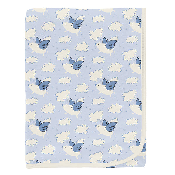KicKee Pants Swaddling Blanket - Dew Flying Pigs-Pumpkin Pie Kids Canada