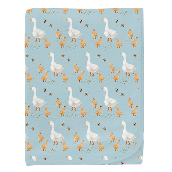 KicKee Pants Swaddling Blanket - Spring Sky Feeding Ducks-Pumpkin Pie Kids Canada