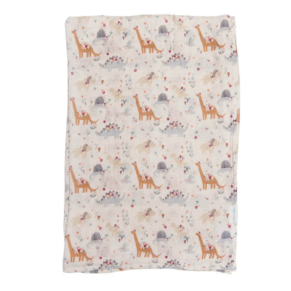 Loulou Lollipop Bamboo Muslin Swaddle - Baby Dinomite-Pumpkin Pie Kids Canada