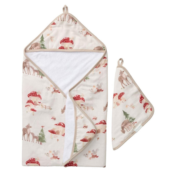 Loulou Lollipop Hooded Towel Set - Forest Families-Pumpkin Pie Kids Canada