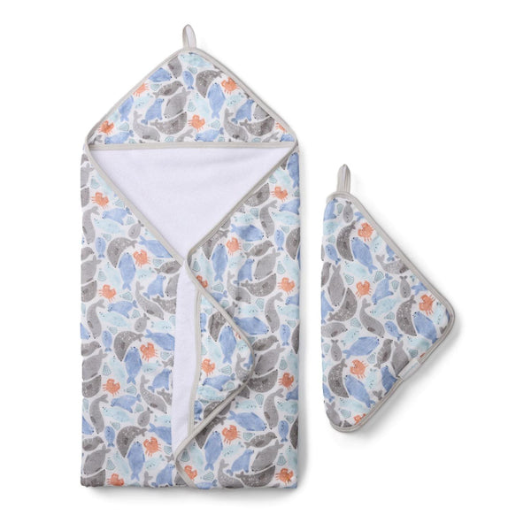 Loulou Lollipop Hooded Towel Set - Seals-Pumpkin Pie Kids Canada