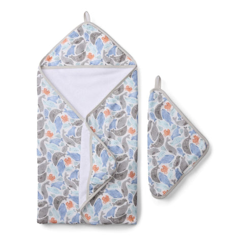 Loulou Lollipop Hooded Towel Set - Seals-Pumpkin Pie Kids Canada