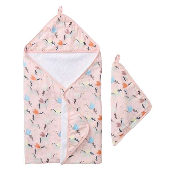 Loulou Lollipop Hooded Towel Set - Unicorn Ballet-Pumpkin Pie Kids Canada