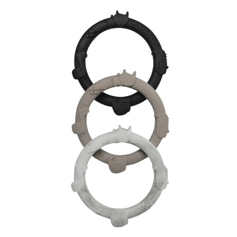 Loulou Lollipop Wild Teething Ring Set - Grey-Pumpkin Pie Kids Canada