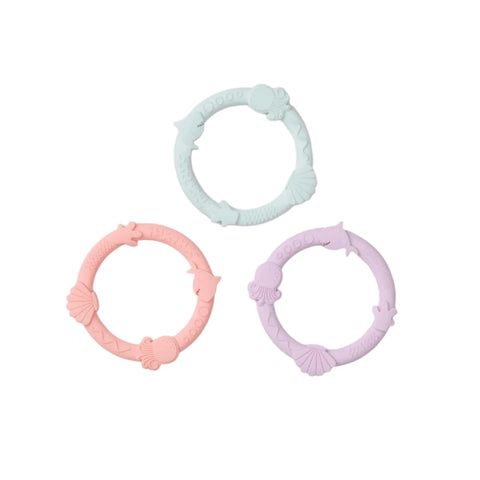 Loulou Lollipop Wild Teething Ring Set - Shell Pink-Pumpkin Pie Kids Canada