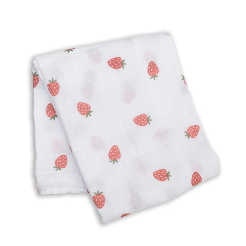 Lulujo Cotton Muslin Blanket - Strawberries-LJ479-Pumpkin Pie Kids Canada