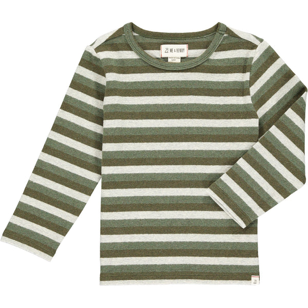 Me & Henry Alcoa Top - Loden Green Stripe-Pumpkin Pie Kids Canada