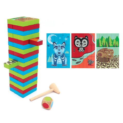 Native Northwest Multi-Game Wood Block Set - Indigenous Animals-Pumpkin Pie Kids Canada
