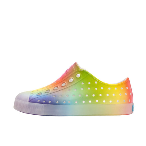 Native Shoes Jefferson - Shell White/Translucent/Rainbow Blur-Pumpkin Pie Kids Canada
