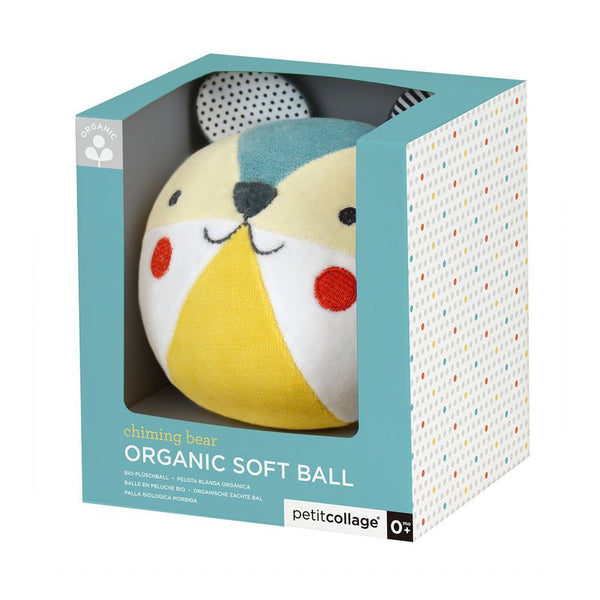 Petit Collage Organic Chiming Bear Soft Ball-Pumpkin Pie Kids Canada