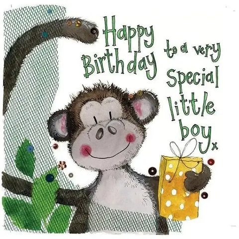 Alex Clark Little Boy Monkey Birthday Card-Pumpkin Pie Kids Canada