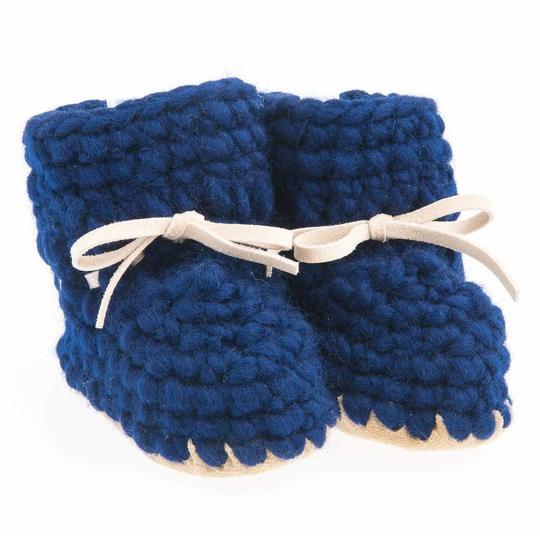Beba Bean Sweater Moccs Slippers - Navy-Pumpkin Pie Kids Canada