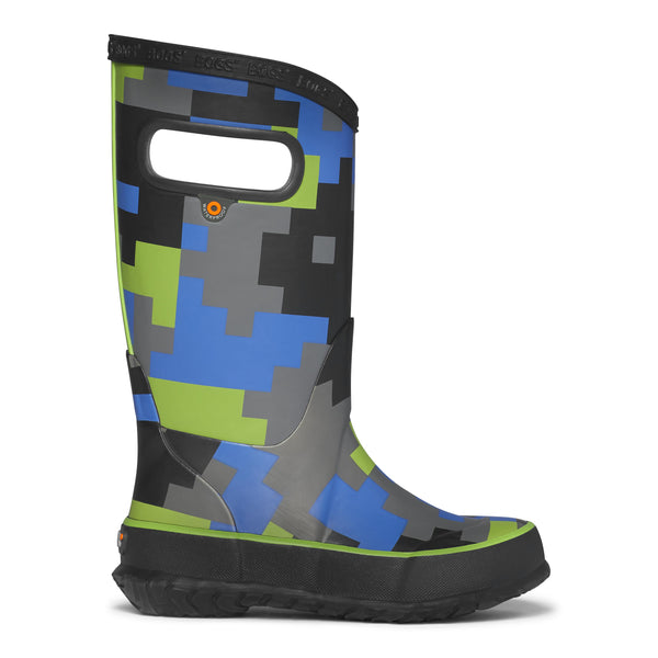 Bogs Rainboot - Big Camo Black/Green-Pumpkin Pie Kids Canada