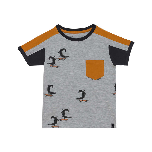 Deux Par Deux Jersey Top - Light Grey-Pumpkin Pie Kids Canada