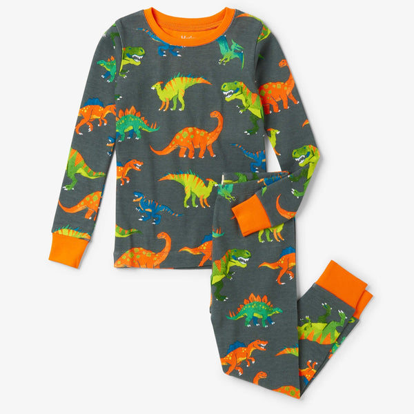 Haltey Pajama Set - Colourblock Dino-Pumpkin Pie Kids Canada