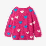 Hatley Fuzzy Sweater - Lovey Hearts-Pumpkin Pie Kids Canada