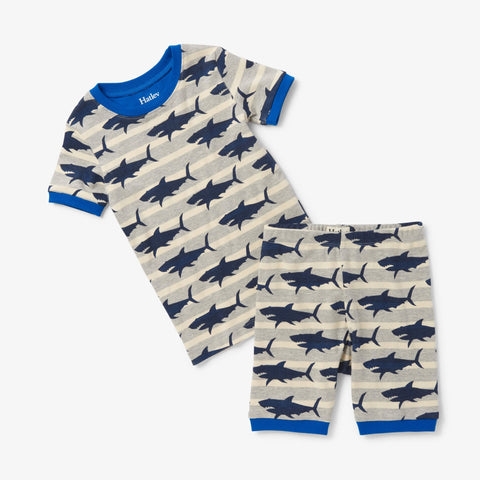 Hatley Short Pajama Set - Hungry Sharks-Pumpkin Pie Kids Canada