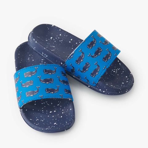 Hatley Slide On Sandals - Block Whales-Pumpkin Pie Kids Canada