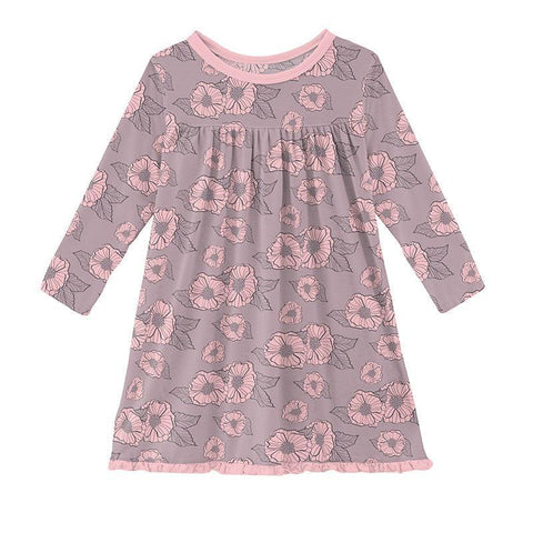 KicKee Pants Classic L/S Swing Dress - Sweet Pea Poppies-Pumpkin Pie Kids Canada