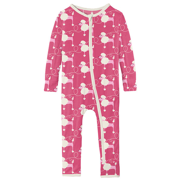 KicKee Pants Coverall with Zipper - Flamingo Poodles-Pumpkin Pie Kids Canada