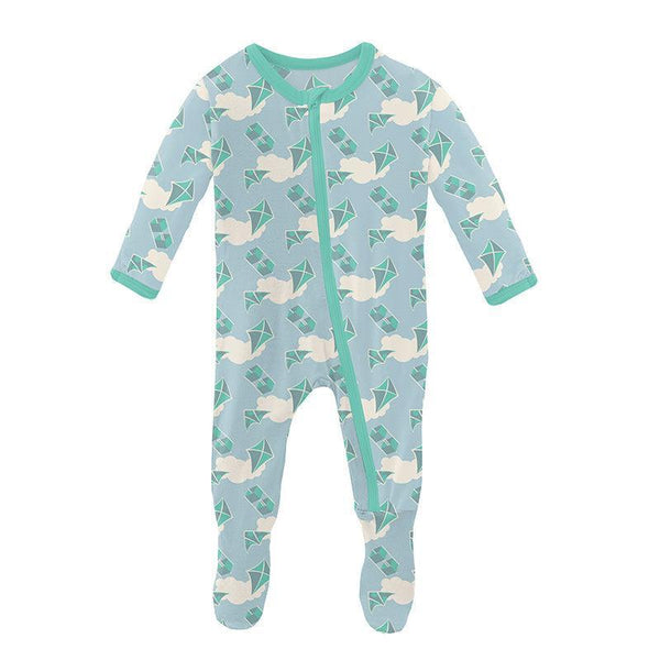 KicKee Pants Footie with Zipper - Windy Day Kites-Pumpkin Pie Kids Canada