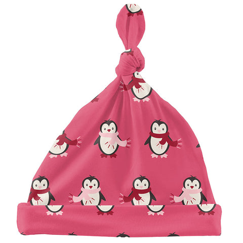 KicKee Pants Knot Hat - Winter Rose Penguins-Pumpkin Pie Kids Canada