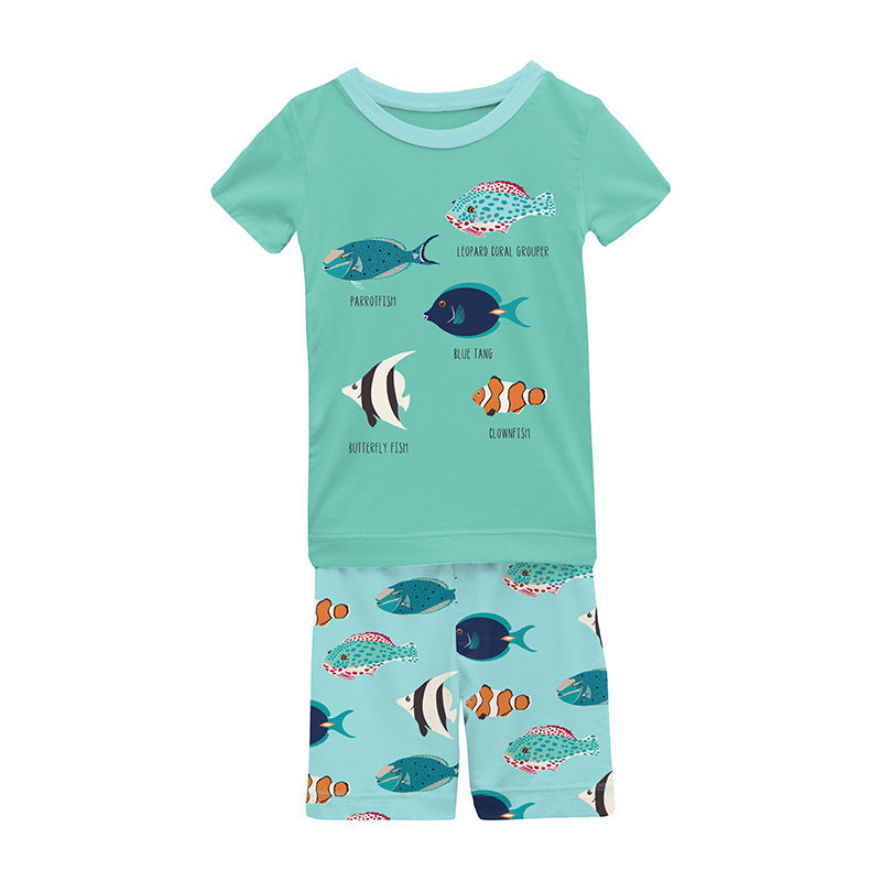 Kickee Pants Girl's Short Sleeve Graphic Tee Pajama Set