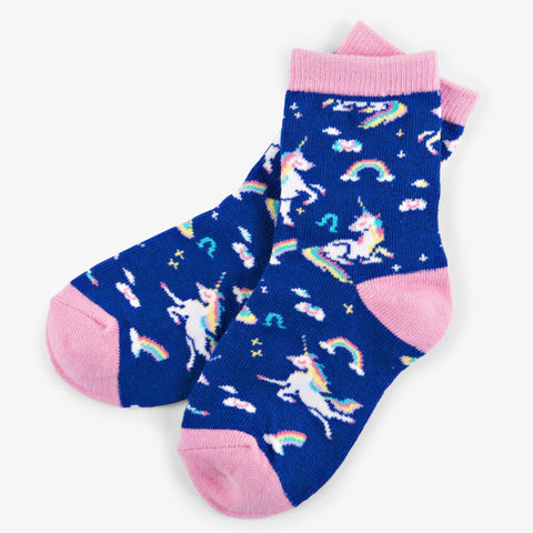 Little Blue House Crew Socks - Rainbow Unicorn-SO3UNCO009 S-Pumpkin Pie Kids Canada