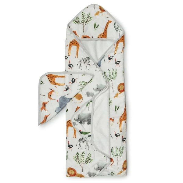Loulou Lollipop Hooded Towel Set - Safari Jungle-Pumpkin Pie Kids Canada