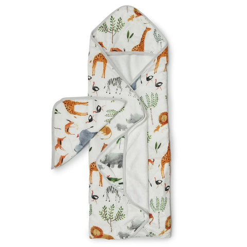 Loulou Lollipop Hooded Towel Set - Safari Jungle-Pumpkin Pie Kids Canada